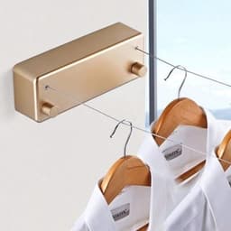 Telescopische waslijn - Droogrek voor buiten - Kleding drogen - Roestvrijstalen draden - 42 m - Goud — thumbnail 2