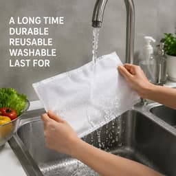 Zak voor Notenmelk - Wit - 37 x 19,6 cm - Duurzaam Nylon Gaas - Voor Keuken Gebruik — thumbnail 3