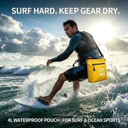 Schoudertas met luchtdichte ritssluiting, lichte Dry Bag met verstelbare schouderriem voor strand, zwemmen, reizen en dagelijks gebruik, Geel, Waterdichte tas — thumbnail 2