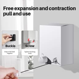 2Pcs 4.2M Intrekbare Waslijn Voor Binnen En Buiten, Wandmontage Waslijn Heavy Duty Waslijnen Voor Wasserij Balkon, Zilver — thumbnail 5