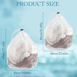 Set van 2 wasnetten met trekkoord voor delicate kleding, sokken en lingerie - Ideaal voor de wasmachine en op reis (50x60 cm / 60x80 cm) — thumbnail 4