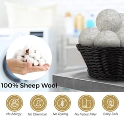 Wolballen voor wasdroger 6 stuks handgemaakte herbruikbare wasbal wasverzachter droogballen verminderen droogtijd en rimpels — thumbnail 3