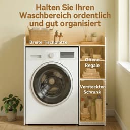 Kast boven de wasmachine - Softclose scharnieren - Badkamerorganizer boven het toilet - Open opbergvakken — thumbnail 4