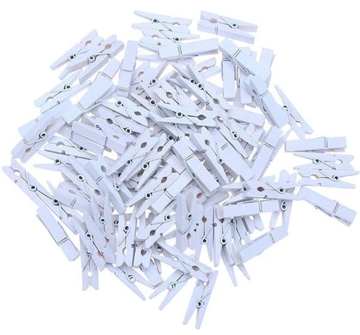 Stevige witte houten mini-wasknijpers 3,5 cm - 100 stuks voor knutselen — afbeelding 1