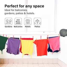 30m Retractable Outdoor Heavy Duty Wall Mounted Double Clotheslines Extendable Drying Line for Drying Room Grey — thumbnail 4