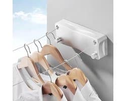 5.2m Intrekbare indoor kleding droogrek met dubbele lijn - Uitschuifbaar balkon droogrek voor muur - Geschikt voor slaapkamer, badkamer, balkon en tuin (wit)