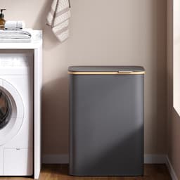 Wasmand - kleding verzamelaar - wasbak - 130L capaciteit - 52 cm x 38,5 cm x 70,5 cm - Duurzaam Oxford & Bamboo Design — thumbnail 4