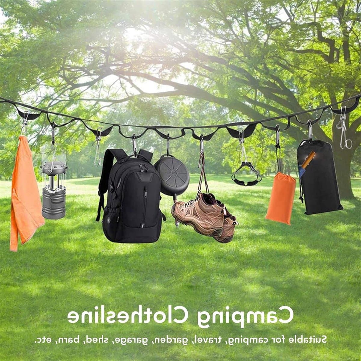 Allecto Plus - Uittrekbare waslijn: multifunctioneel, nylon, voor op de camping en in de tuin — afbeelding 1