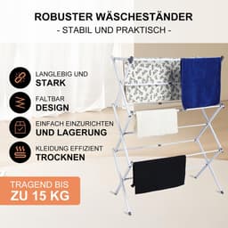Opvouwbaar wasrek - ruimtebesparend - wit - metaal — thumbnail 3