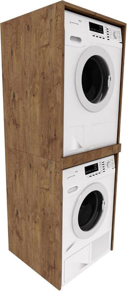 Waskast Hoog voor Wasmachine en Droger | Ruimtebesparende Kast voor Wasruimte of Badkamer | 66x180x65 cm — thumbnail 1