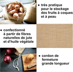 Jute Opbergzakken Set van 3 met Trekkoord - 36 x 30 cm - Ideaal voor Aardappelen, Oogst en Noten — thumbnail 5