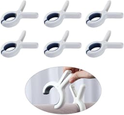 6-stuks strandlakenclip - Dekenclip -Winddichte clip - Droogclip -Sterke bijtkracht - Antislip - Beschadigt kleding niet - Winddicht - Geschikt voor knuffels, handdoeken, kleding, kamperen en reizen - Wit — thumbnail 1