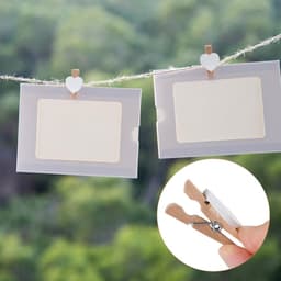 100 Mini Houten Hartvormige Kledinghangers voor Foto's en Knutselen met Jute Touw — thumbnail 2