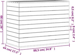 vidaXL - Wasmand - 88,5x44x66 - cm - massief - grenenhout — thumbnail 2