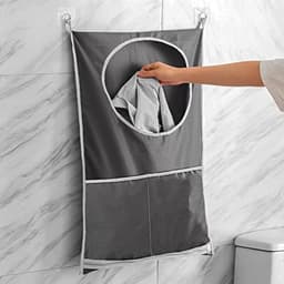 Hangende waszak, waszak, camping, waszak, deur, waszak met 2 extra roestvrijstalen deurhaken, wasmand, wordt in slaapkamerkasten, deuren muren (2 stuks) — thumbnail 5
