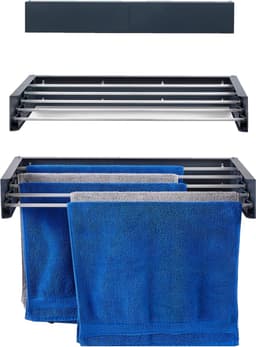 Foxydry Hide 71 cm - Droogrek wandmontage - Intrekbare waslijn voor aan de muur - Kleur Antraciet - 71 x 35 x 13 cm — thumbnail 1