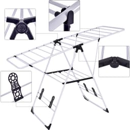 COSTWAY Kledingpaard inklapbaar, uitschuifbaar kledingpaard, kledingpaard met vleugels voor lange was, kledingpaard met vleugels voor binnen en buiten — thumbnail 5