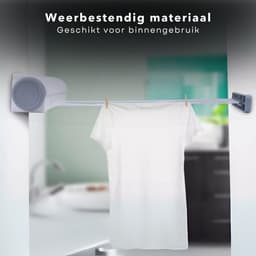 Cheqo® Uittrekbare Waslijn - Roldrooglijn - Uittrekbaar tot 14 Meter - Drooglijn - Waslijndraad - Camping Waslijn - Wandmontage - Wit/Grijs - Ruimtebesparend — thumbnail 4