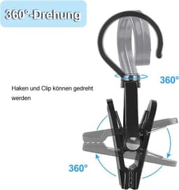 20 Draaibare Wasknijpers Cliphaken voor Kleding Gordijnen Hoeden Zwart en Wit. — thumbnail 5