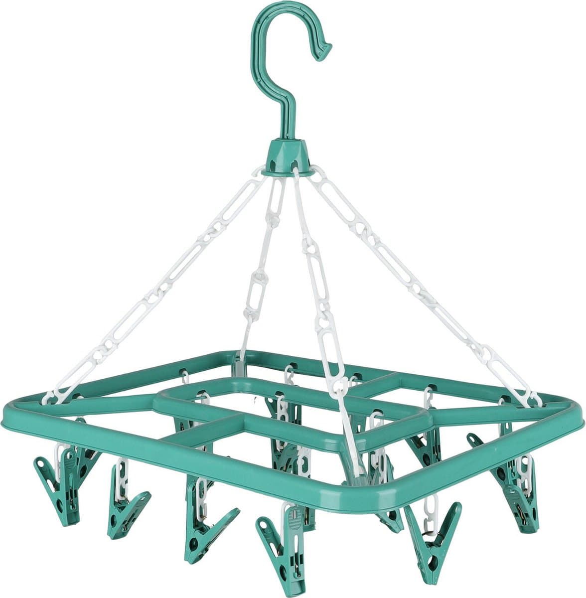 Urban Living Wasgoed droogcarrousel/droogmolen - 18 clips/knijpers - groen - kunststof - 31 x 33 cm — afbeelding 1
