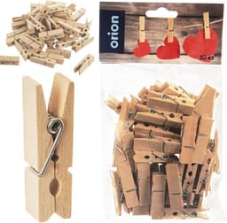 Mini Wasknijpers Houten 4,5 cm 50 stuks - Clips voor Fotos - Decoratie - Foto Knijpertjes — thumbnail 3