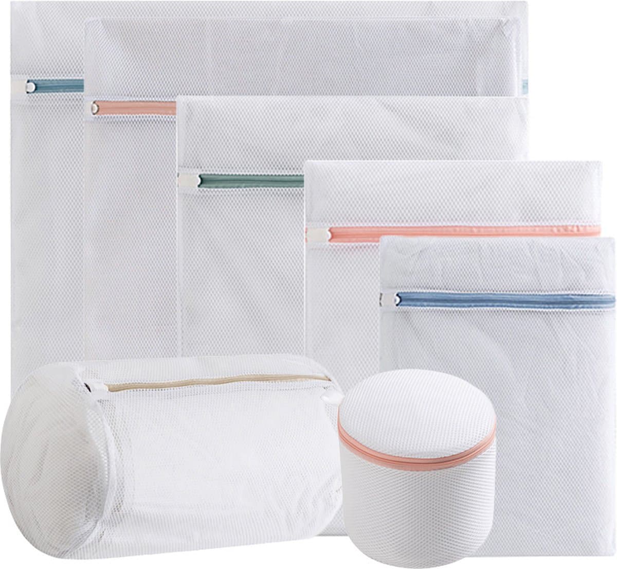 Waszakken - 7-pack waszakken met rits - Mesh waszakken voor wasmachines - Fijne mesh en grote mesh herbruikbare waszakken - voor delicate shirts, sokken, ondergoed, bh's, lingerie, babykleding - Ritssluiting in grove mesh-kleur van 70 g — afbeelding 1
