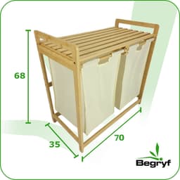 BEGRYF - Wassorteerder - bamboe - 2 vakken - beige - 70x35x68 cm — thumbnail 3