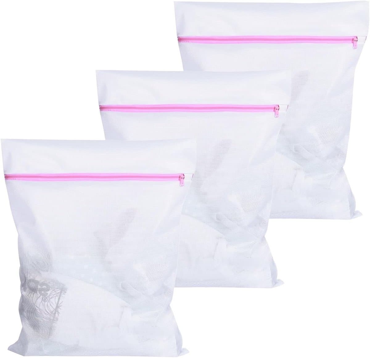 Set van 3 wasnetten 50 cm x 60 cm, fijne mesh waszakken, herbruikbare waszakken met rits voor kleding en delicate stoffen — afbeelding 1