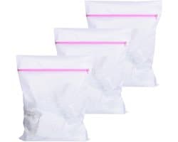 Set van 3 wasnetten 50 cm x 60 cm, fijne mesh waszakken, herbruikbare waszakken met rits voor kleding en delicate stoffen