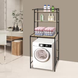 3-traps wasmachinerek, toiletrek boven de wasmachine, staand toiletrek, wasmachine-onderkast voor badkamer, waskeuken, zwart — thumbnail 4