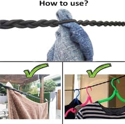 Reis Kledinglijn - Waslijn Bungee - Kleding Drogen - Geen Wasknijpers Nodig - Tot 300 cm - Zwart — thumbnail 5