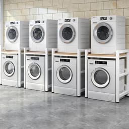 Wasmachine Standaard - Droger Rek - Apparaten Plaatsen - Stapelbaar Verstelbaar - 400 kg Draaglast - Zilver — thumbnail 2
