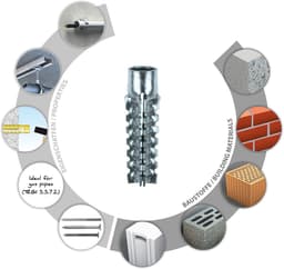 Metaal plug - Ankerplug pluggen - Montage bevestigen - Cellenbeton geschikt - 8x60 mm 100 stuks - Zilverkleurig — thumbnail 3