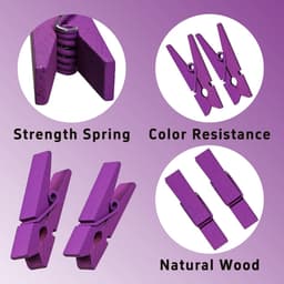 Mini Houten Clips - Kleine Knijpers - Decoratie en Organisatie - Natuurlijke Houtconstructie - 100 Stuks - Paars — thumbnail 2