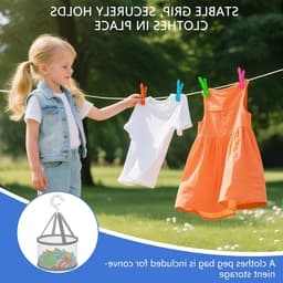 Set van 48 Wasknijpers met Opbergmand voor Kleding, Ideaal voor Waslijnen, Balkon en Huishoudelijk Gebruik — thumbnail 4