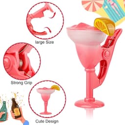 ZEYNOMAX- Champagnehanddoekclips 4 Stuks - Creatieve Strandhanddoekclips - Cocktailvormige Zwembadclips - Duurzaam ABS/Roestvrij Staal - Antislip Ontwerp - Voor Ligstoelen en Strand - Strandlakenclips — thumbnail 3