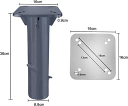 Parasol Grondanker - Parasolhouder Bodem - Terras Stabiliseren - Ruimtebesparend Inbouwmodel - 40 cm Hoog - Donkergrijs — thumbnail 4