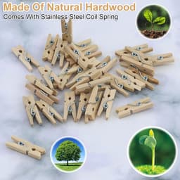 Dailygoods- Knijpers Mini 150 Stuks - Houten Knijpers - Decoratieve Klemmen - Henneptouw - I-vormige Spijkers - Lichtgewicht 100 g — thumbnail 2