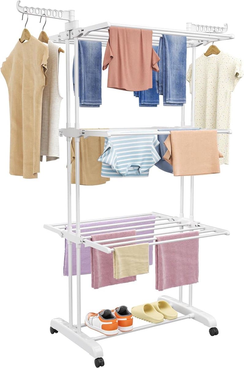Droogtoren - Wasdroger rek - Kleding Drogen - 4 Verdiepingen - 171 cm Hoog - Wit — afbeelding 1