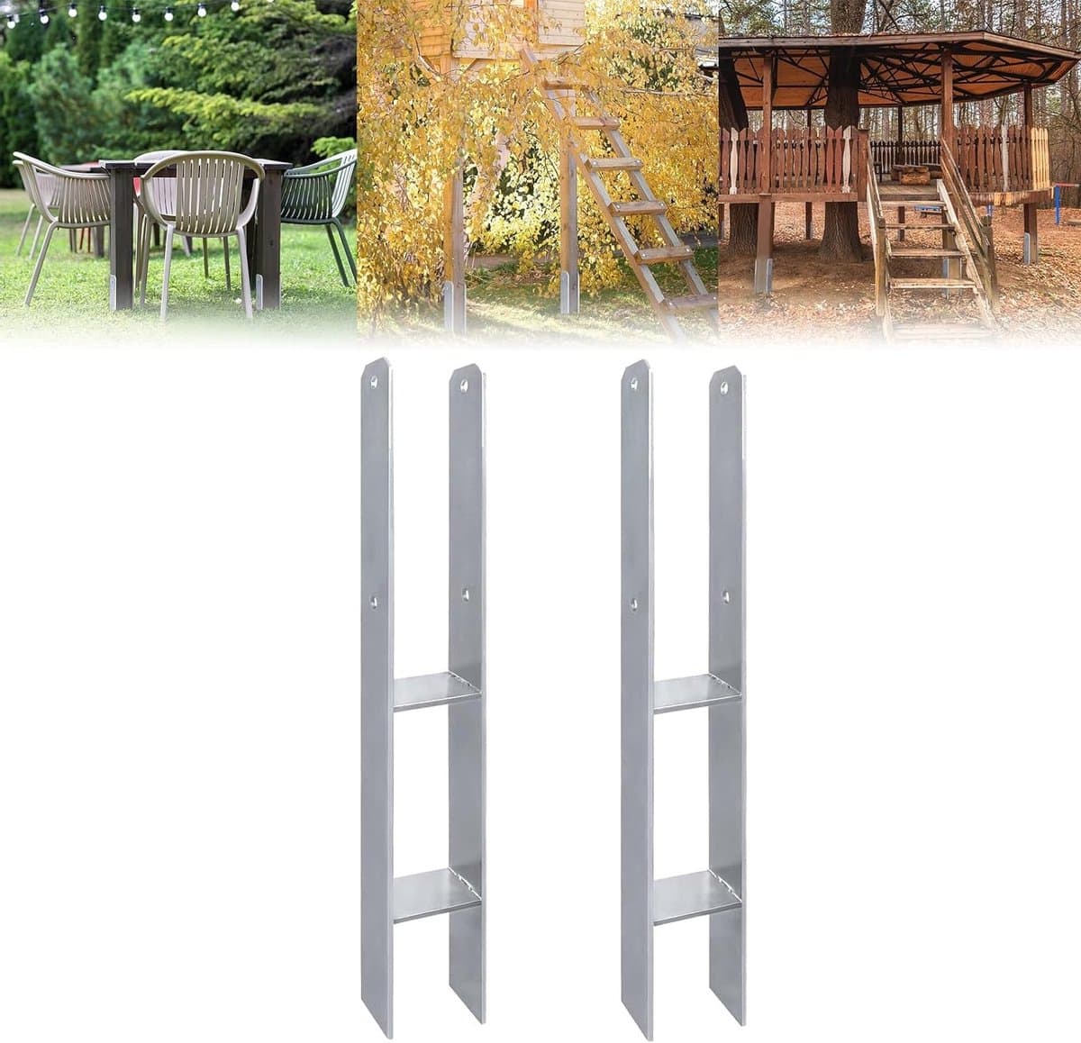 2 Stuks H-Paaldrager H-Anker Set in RVS met Coating voor Buiten, 101 x 600 mm, 5 mm Dikte, Duurzaam en Weerbestendig — afbeelding 1