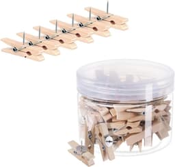 Houten Clips - Klemmen Prikkers - Foto's Ophangen - Met Metalen Pin - 20 Stuks - Houtkleur — thumbnail 1