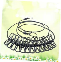 Elastische Waslijn - Reis Waslijn - Kleding Drogen - Met Clips - 190 cm - Zwart — thumbnail 4