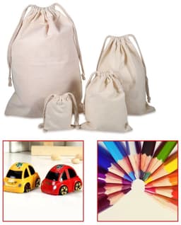 Dailygoods- Waszak Grote Capaciteit - Waszakken voor Wasgoed - Waszak met Koordvergrendeling - Natuurlijk Katoen - Milieuvriendelijk - 15x20 cm - Wasmand — thumbnail 3