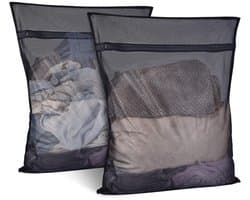 Dailygoody - Waszak voor wasmachine - Waszak met ritssluiting - 60 x 60 cm - Geschikt voor ondergoed - Zwart