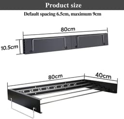 Dailygoody - Droogrek - Uittrekbaar - Ruimtebesparende wandmontage - Zwart - Wasdroger - Voor binnen en buiten - 80 cm — thumbnail 4