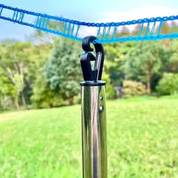 Waslijnpaal Set - Kledingdroger - Buiten Was Drogen - Verstelbare Hoogte - 7.2FT - Zilver — thumbnail 3