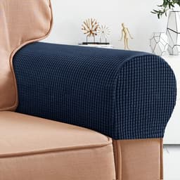 Armleuninghoezen voor Stoelen - 4 Stuks, Rekbare en Antislip Bescherming voor Meubels, Inclusief Waszak (Blauw) — thumbnail 5