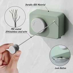 Uitschuifbare waslijn, ruimtebesparend, geschikt voor badkamers en balkons, duurzaam, 4,2 meter, groen. — thumbnail 4