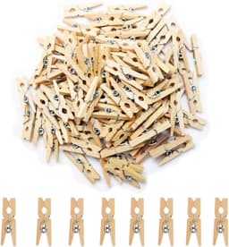 500 mini-kledingclips - Kledingclips van hout - 2,5 x 0,3 cm - Mini-fotoclips - Kleine kledingclips - Geschikt voor woondecoratie, knutselwerk, wanddecoratie, het bevestigen van foto's en als paperclip. — thumbnail 1