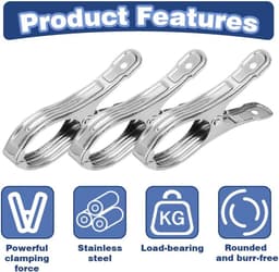 25x Sterke Roestvrijstalen Kledinghangers Clips voor Handdoeken en Sokken — thumbnail 4